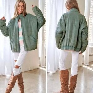 Davi & Dani Washed Soft Comfy Quilting Zip-up Barn Jacket Fall Casual Size Large